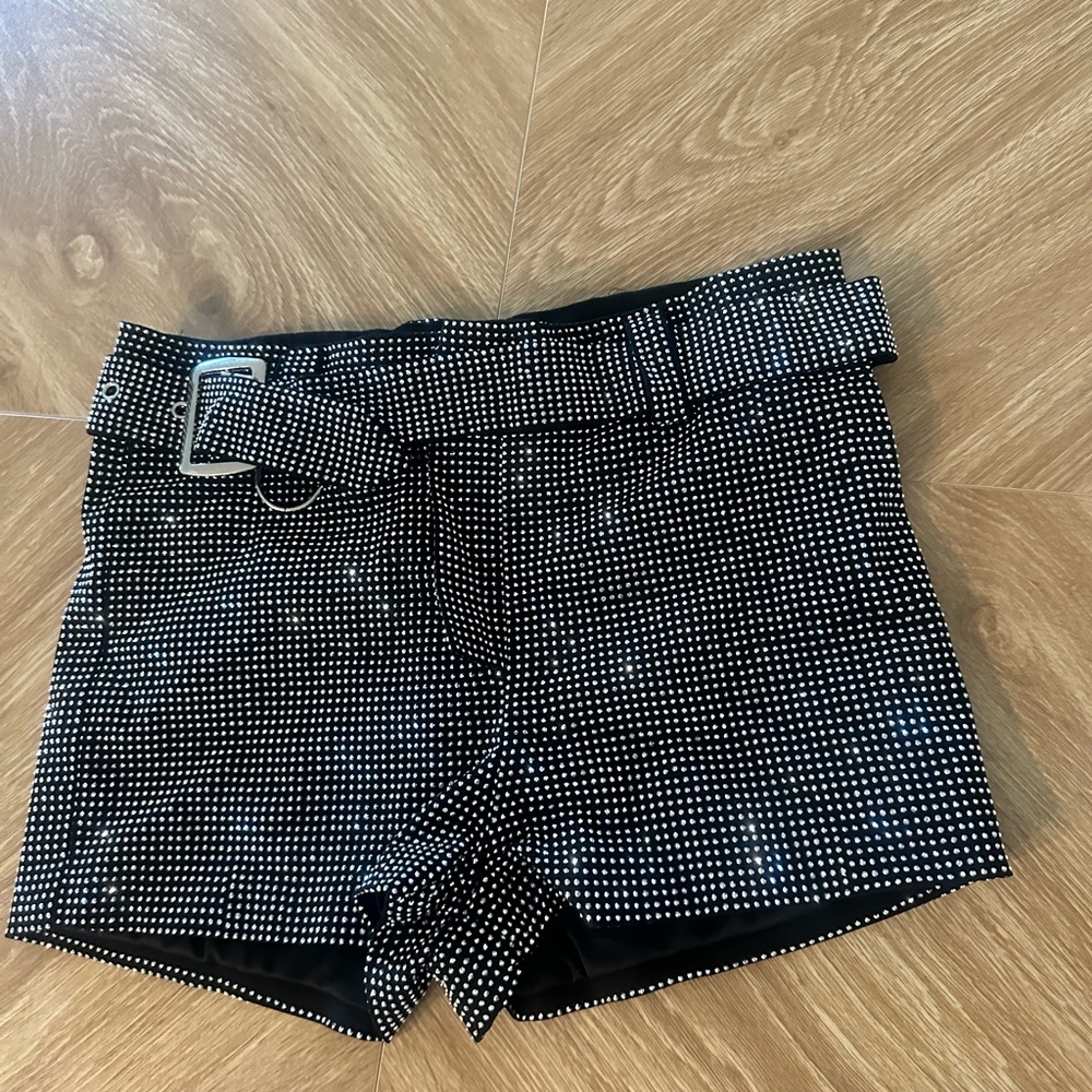 Black rhinestone shorts